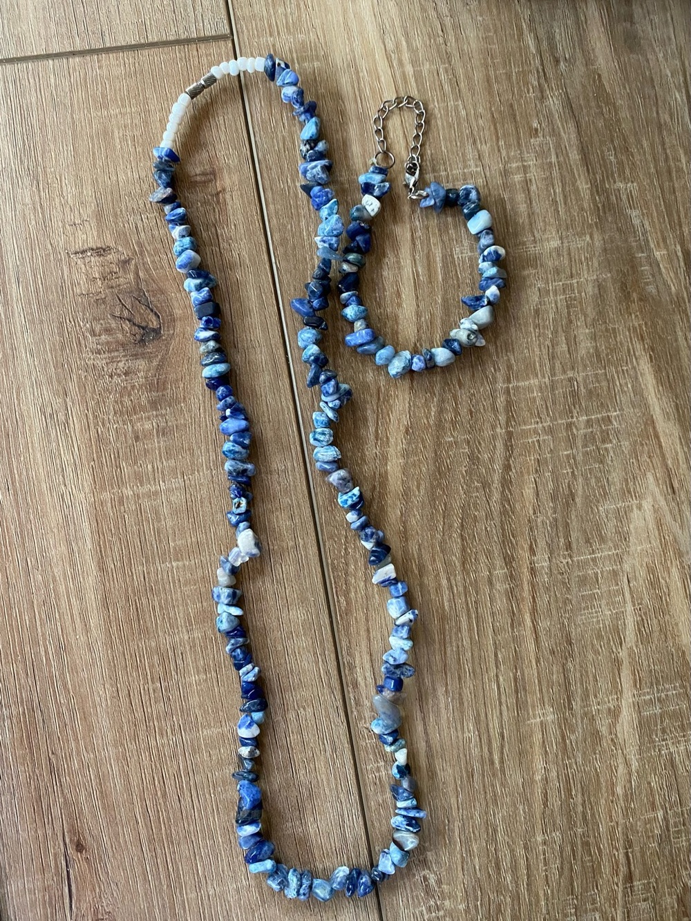 Beautifully Handcrafted Blue Sodalite Chip Necklace And Bracelet - Women Jewelry